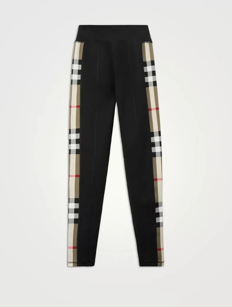 Check Trim Stretch Jersey Leggings