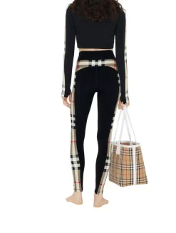 Check Trim Stretch Jersey Leggings