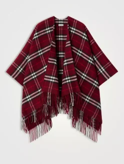 Check Wool Cashmere Cape