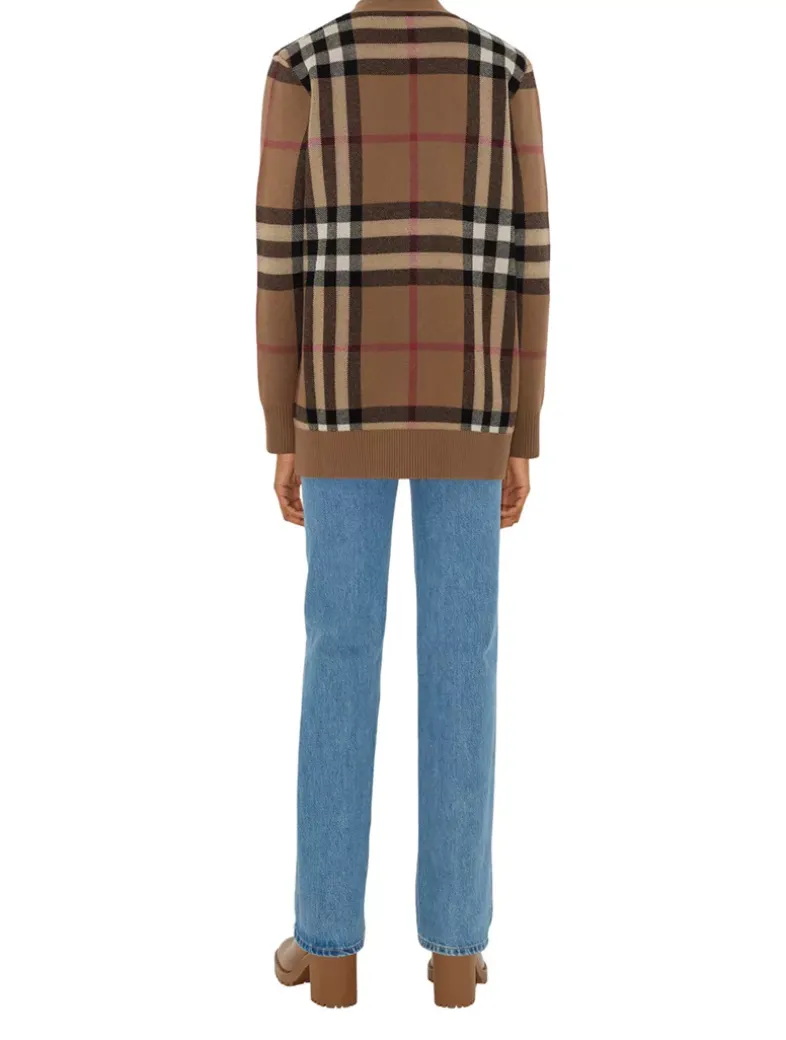 Check Wool Cashmere Cardigan