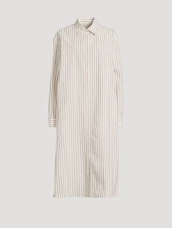 Chihiro Cotton Shirt Dress In Stripe Print