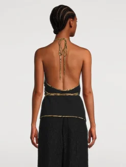 Cisse Wrap-Front Halter Top