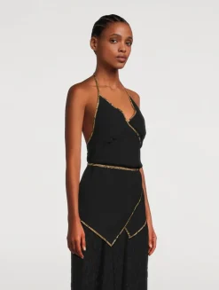 Cisse Wrap-Front Halter Top