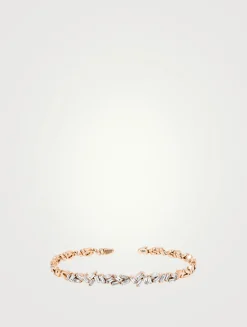 Classic Fireworks 18K Rose Gold Zig-Zag Bangle Cuff Bracelet With Diamonds