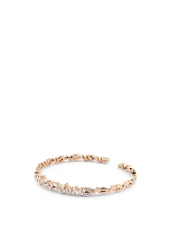 Classic Fireworks 18K Rose Gold Zig-Zag Bangle Cuff Bracelet With Diamonds