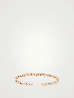 Classic Fireworks 18K Rose Gold Zig-Zag Bangle Cuff Bracelet With Diamonds