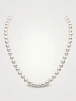 Classic 18K Gold White Freshwater Pearl Necklace