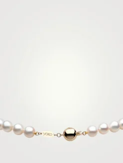 Classic 18K Gold White Freshwater Pearl Necklace