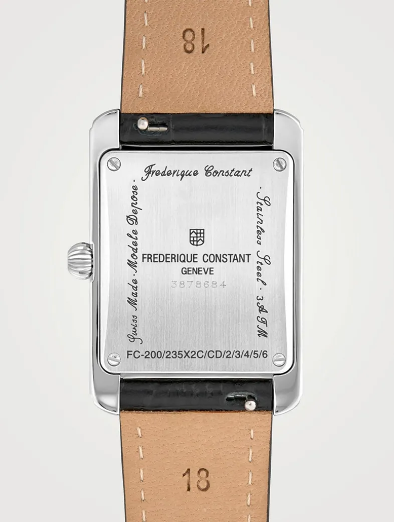 Classics Carrée Stainless Steel Croc-Embossed Leather Strap Watch