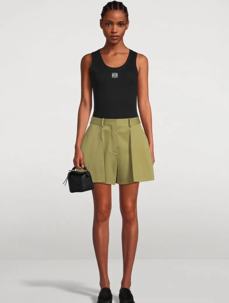 Cotton And Silk Trapeze Shorts