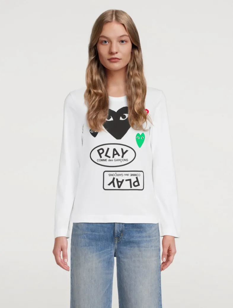 Cotton Heart Long-Sleeve T-Shirt With Logo Graphics
