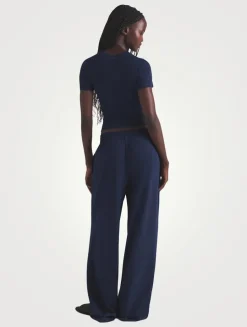 Cotton Jersey Wide-Leg Pants