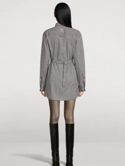 Cotton Shirt Dress In Microcheck Print