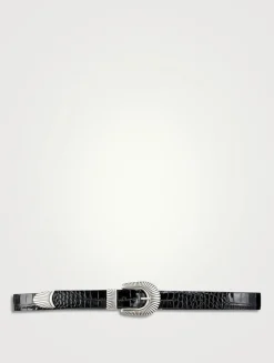 Cowboy Croc-Embossed Leather Belt