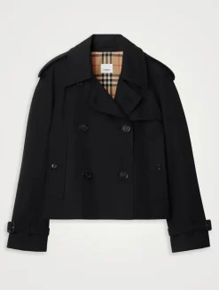 Cropped Gabardine Trench Jacket