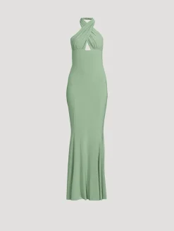 Cross Halter Fishtail Gown