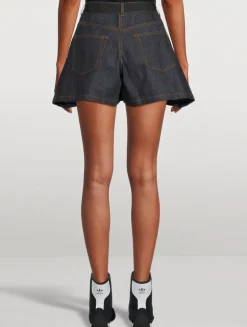 Denim Suiting Mix Shorts