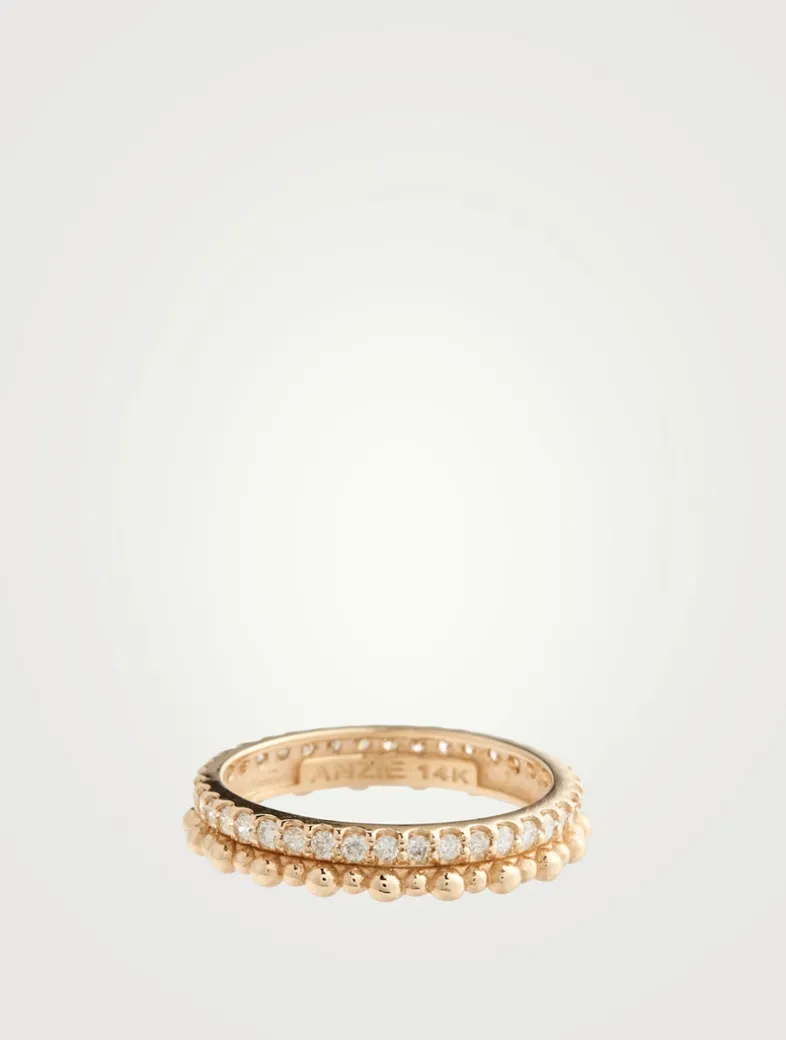 Dew Drop 14K Gold Double Eternity Ring With Diamonds