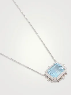Dew Drop Silver Chain Necklace With Blue Topaz