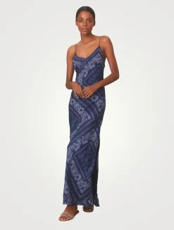 Deyo Silk Maxi Dress In Bandana Print