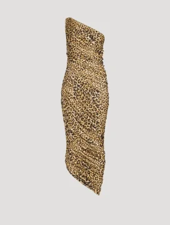 Diana One-Shoulder Midi Dress In Cheetah Print