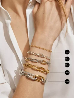 Dy Madison® Chain Bracelet In Sterling Silver With 18k Yellow Gold, 8.5mm
