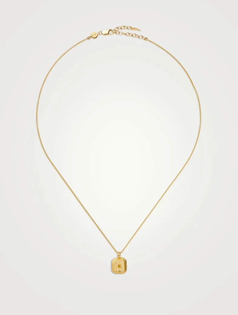 Engravable Citrine November Birthstone Pendant Necklace
