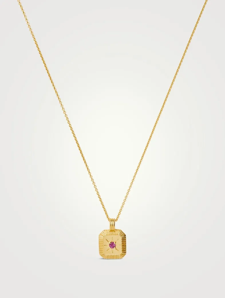 Engravable Pink Tourmaline October Birthstone Pendant Necklace