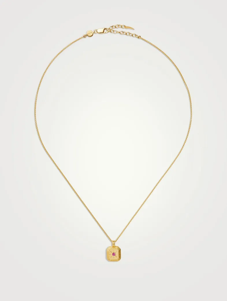 Engravable Pink Tourmaline October Birthstone Pendant Necklace