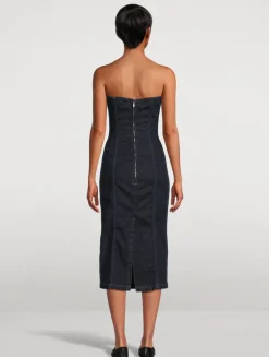 Esme Strapless Denim Midi Dress