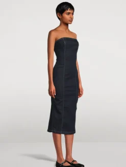Esme Strapless Denim Midi Dress