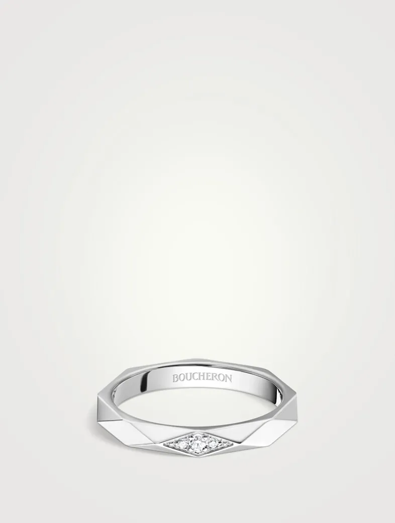 Facette Platinum Wedding Band With Diamonds