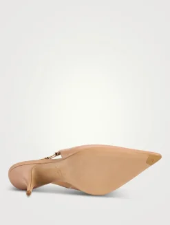 F-Buckle Leather Slingback Pumps