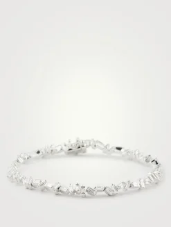 Fireworks 18K White Gold Flexible Tennis Bracelet With Diamonds