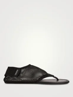 Fishnet Thong Sandals