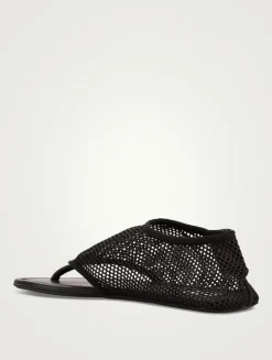 Fishnet Thong Sandals