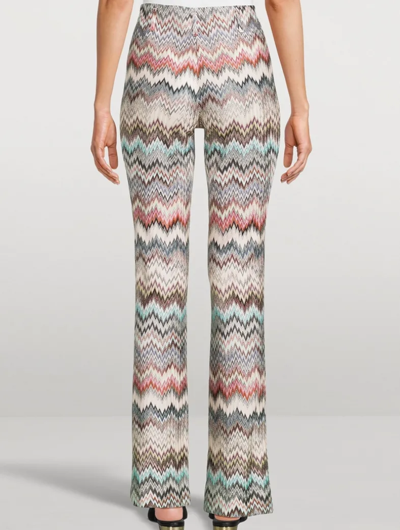 Flared Trousers In Zig Zag Print