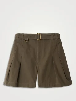 Gabardine Belted Shorts