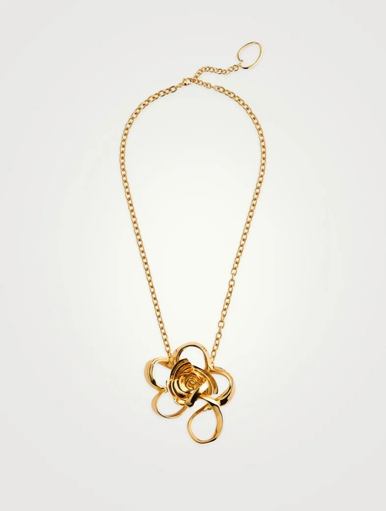 Geometric Rose Pendant Necklace