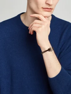 G Frame Braided Leather Bracelet