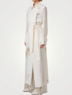Haider Belted Silk Trench Coat In Floral Print