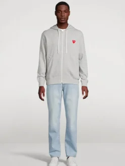 Heart Zip-Up Hoodie With Back Logo