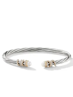 Helena Bracelet In Sterling Silver With 18k Yellow Gold Domes And Pavé Diamonds