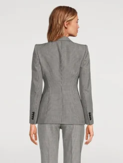 Houndstooth Wool Mohair Blazer