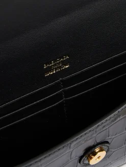 Hourglass Croc-Embossed Leather Clutch