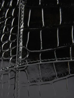 Hourglass Croc-Embossed Leather Clutch