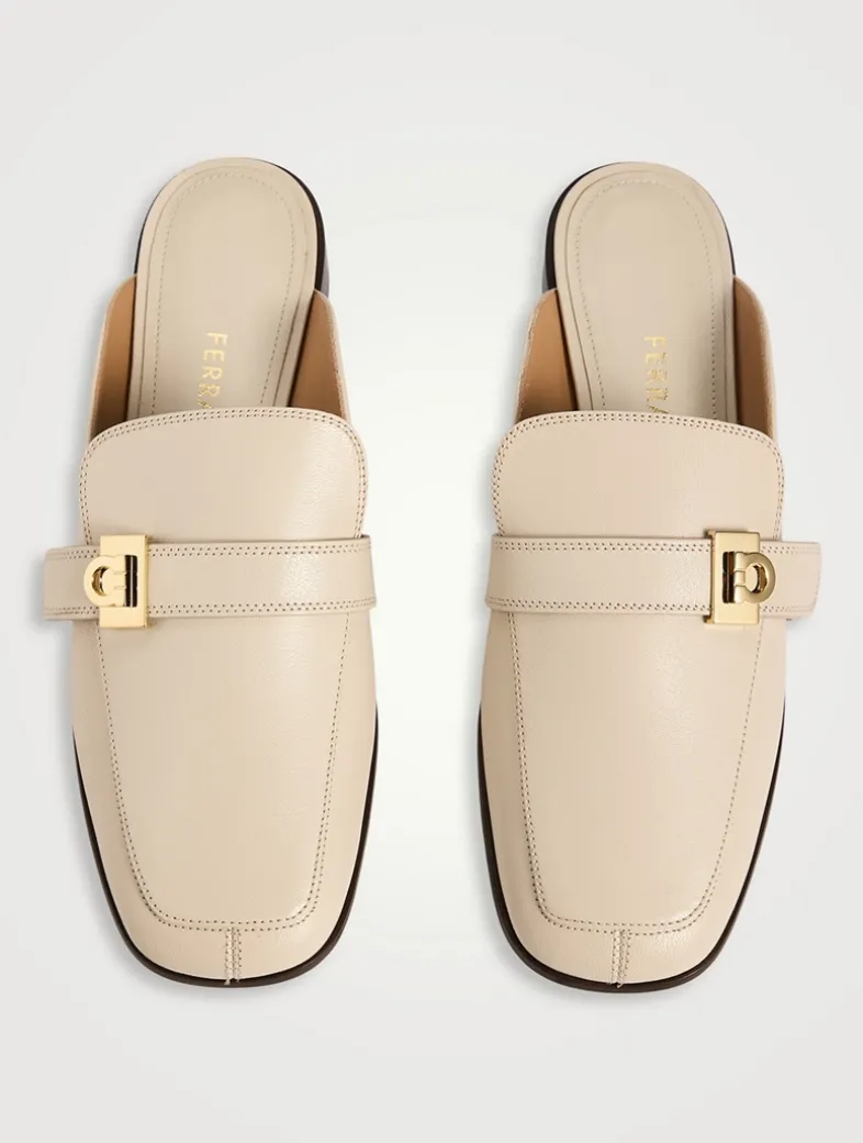Hug Leather Loafer Mules