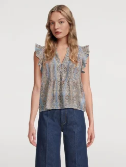 Idris Cotton Silk Blouse In Batik Print