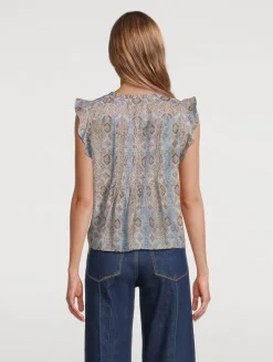Idris Cotton Silk Blouse In Batik Print