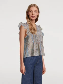 Idris Cotton Silk Blouse In Batik Print
